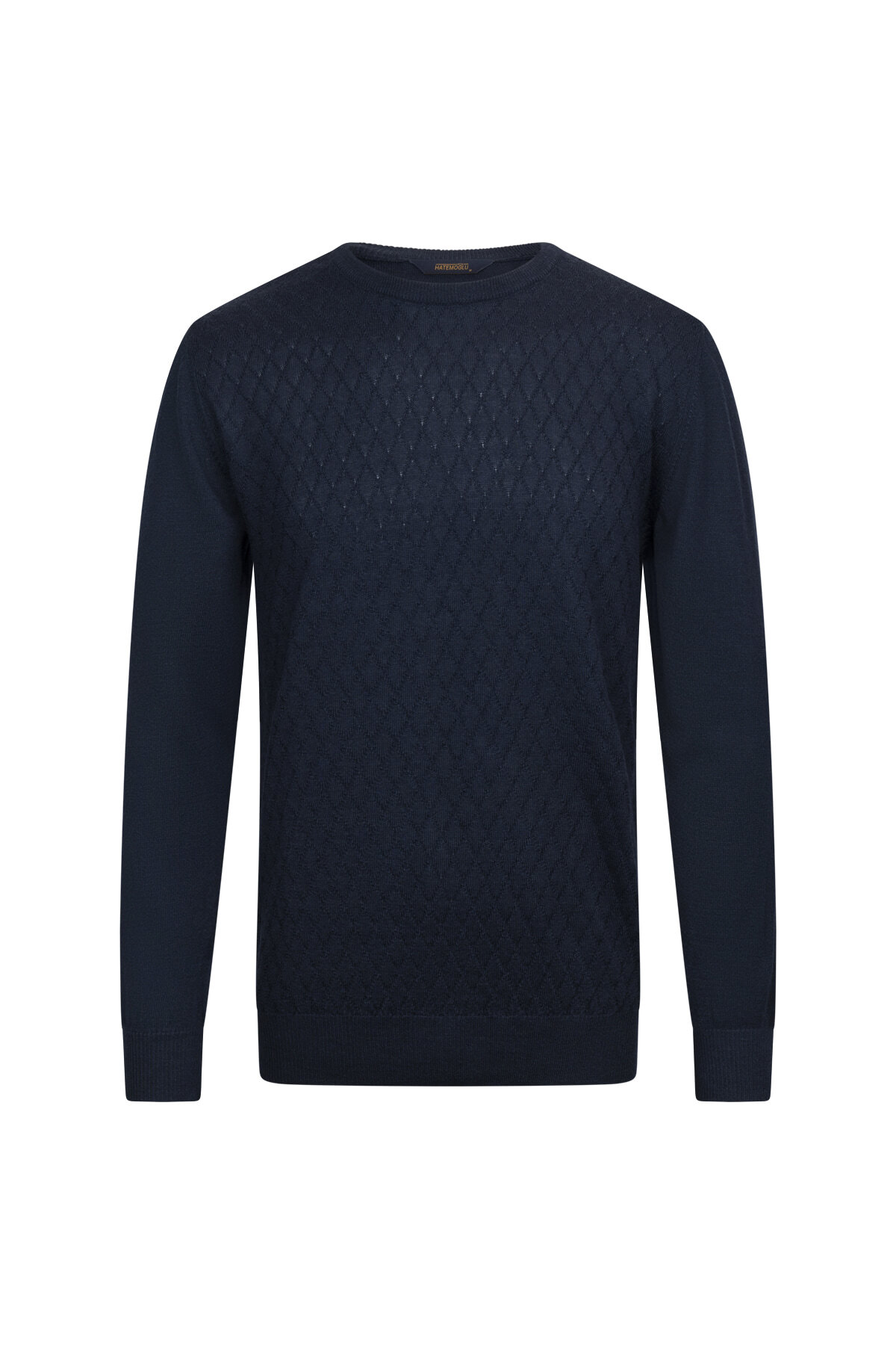 Lacivert Regular Fit Jakarlı Bisiklet Yaka Yünlü Triko Kazak - 1