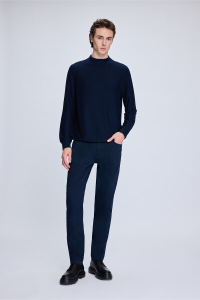 Lacivert Regular Fit Jakarlı Yarım Balıkçı Yaka Sweatshirt - 2