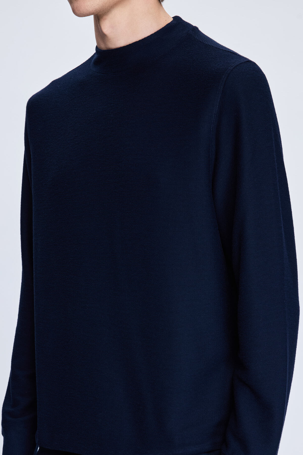 Lacivert Regular Fit Jakarlı Yarım Balıkçı Yaka Sweatshirt - 4