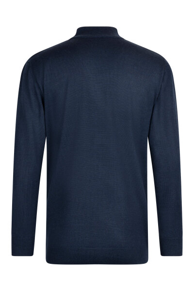 Lacivert Regular Fit Jakarlı Yarım Balıkçı Yaka Yünlü Kazak - 2