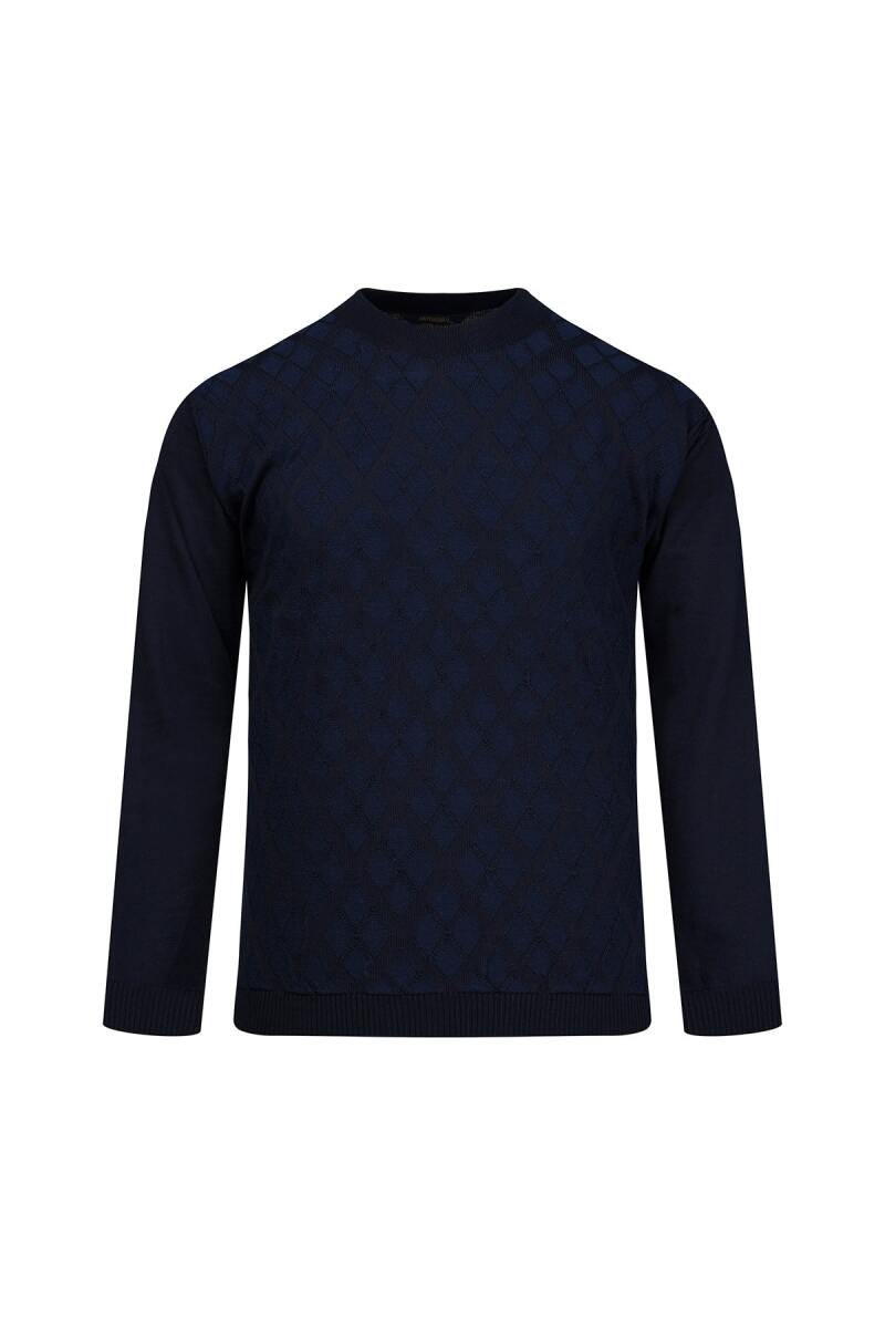 Lacivert Regular Fit Jakarlı Yarım Balıkçı Yaka Yünlü Kazak - Hatemoğlu