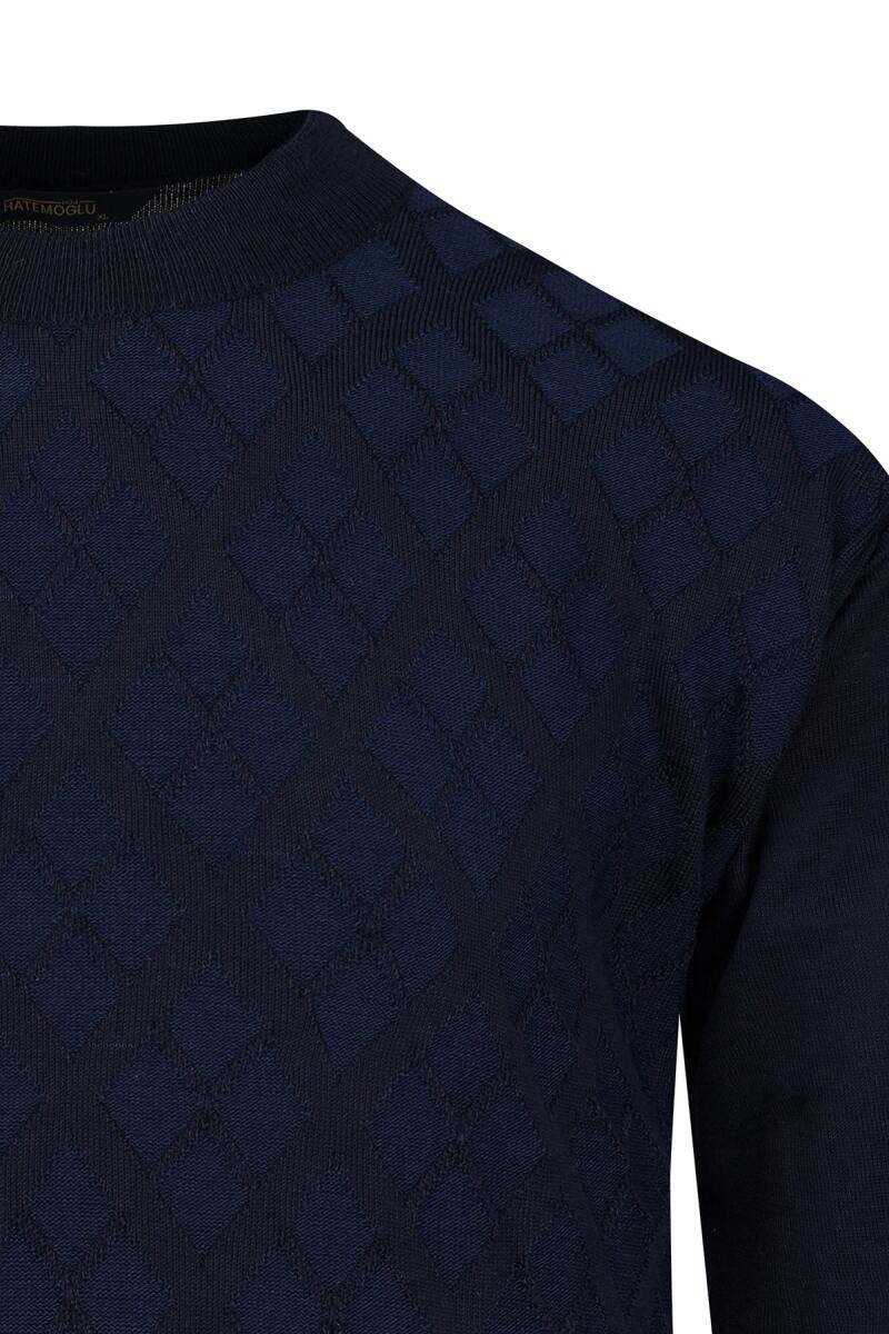 Lacivert Regular Fit Jakarlı Yarım Balıkçı Yaka Yünlü Kazak - Hatemoğlu (1)