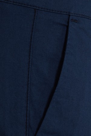 Lacivert Regular Fit Düz Pamuklu Yandan Cep Kanvas Pantolon - Thumbnail