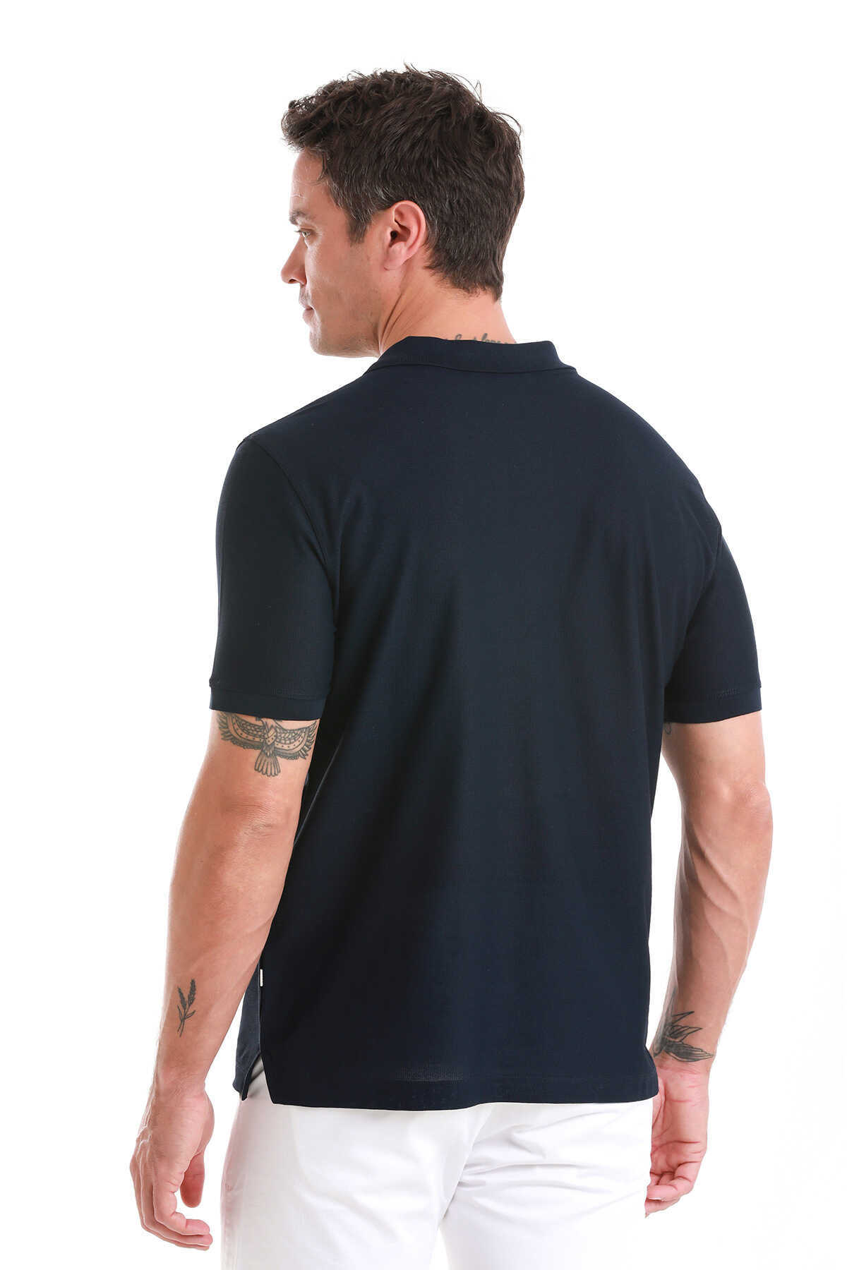 Lacivert Regular Fit Merserize Polo Yaka Pamuklu Tişört - 6