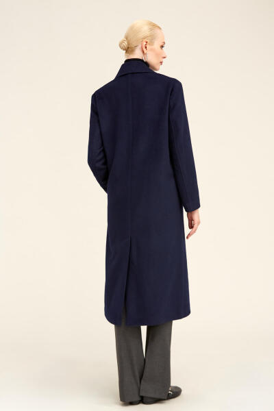 Saykı Woman Lacivert Regular Fit Mono Yaka Kaşe Manto - 7