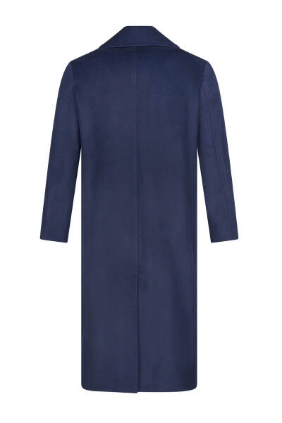 Saykı Woman Lacivert Regular Fit Mono Yaka Kaşe Manto - 10