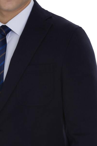 Lacivert Regular Fit Mono Yaka Pamuklu Takım Elbise - 7