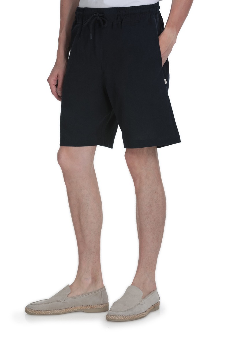 Lacivert Regular Fit Pamuklu Basic Örme Yandan Cepli Şort - Saykı (1)