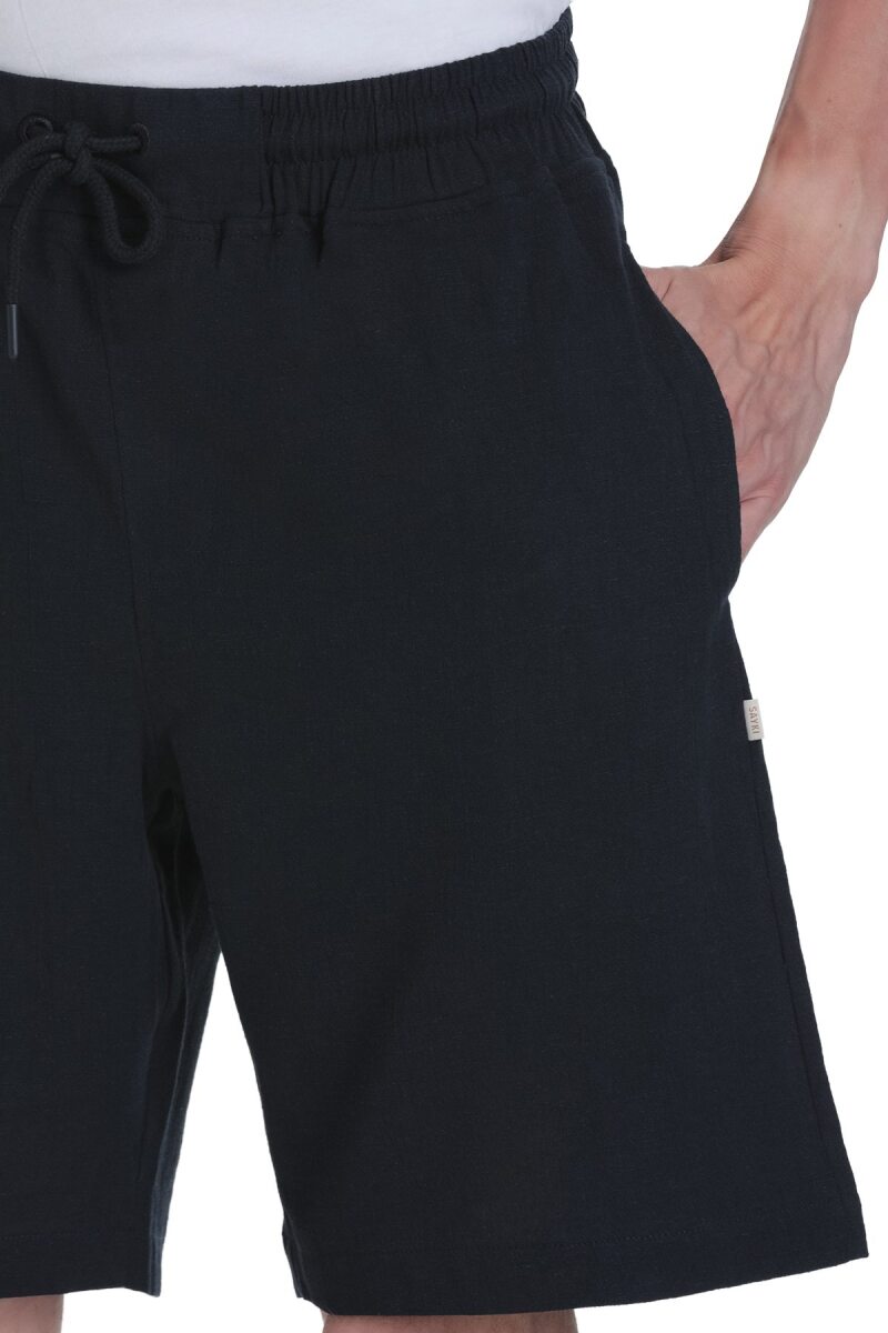 Lacivert Regular Fit Pamuklu Basic Örme Yandan Cepli Şort - Saykı (1)