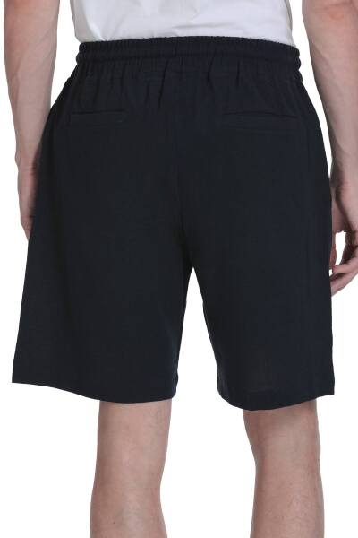 Lacivert Regular Fit Pamuklu Basic Örme Yandan Cepli Şort - 5