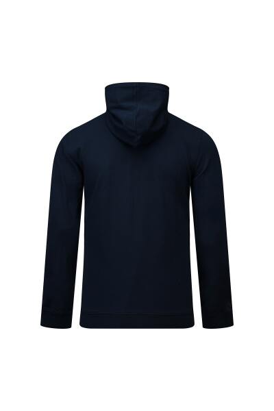 Lacivert Regular Fit Pamuklu Kapüşonlu Sweatshirt - 3