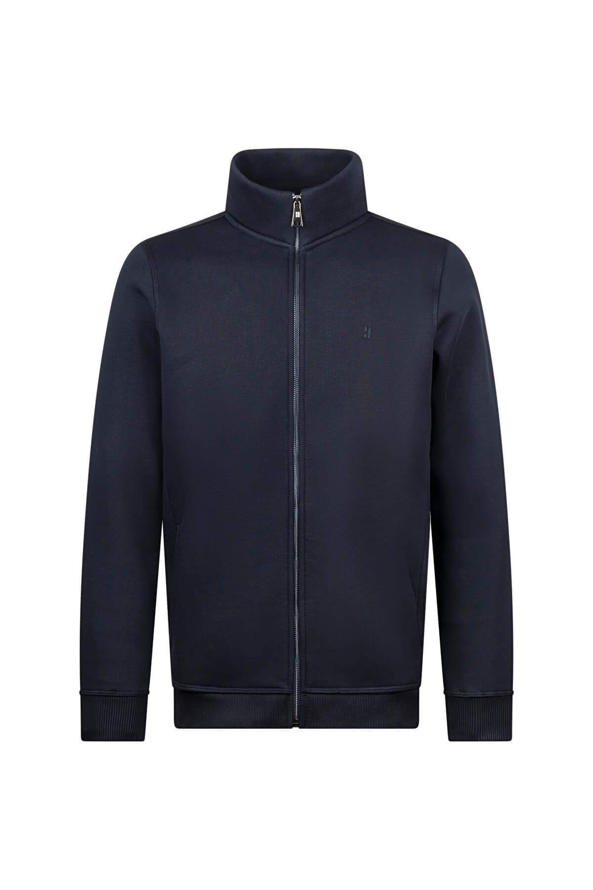 Lacivert Regular Fit Pamuklu Tam Fermuarlı Sweatshirt - 1