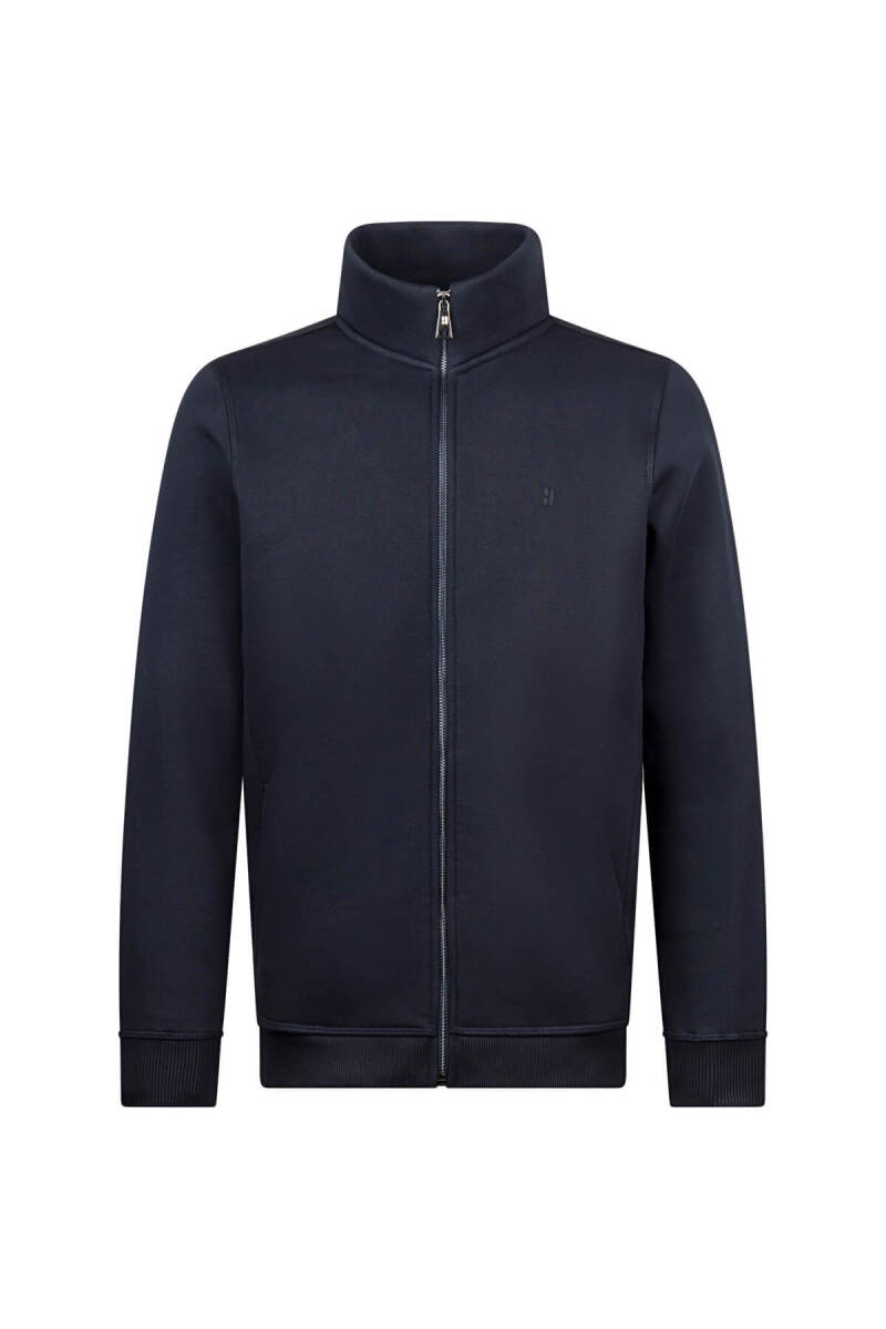 Lacivert Regular Fit Pamuklu Tam Fermuarlı Sweatshirt - HTML