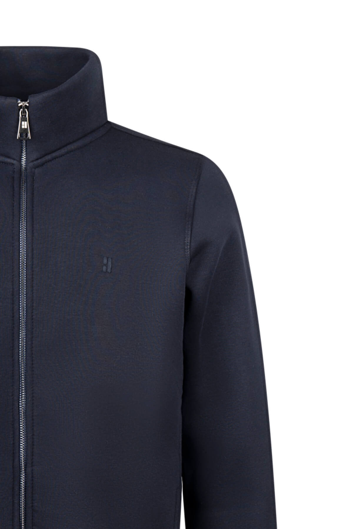 Lacivert Regular Fit Pamuklu Tam Fermuarlı Sweatshirt - 3