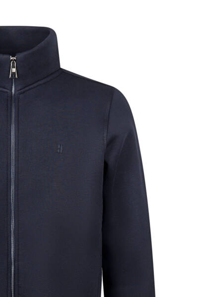 Lacivert Regular Fit Pamuklu Tam Fermuarlı Sweatshirt - 3