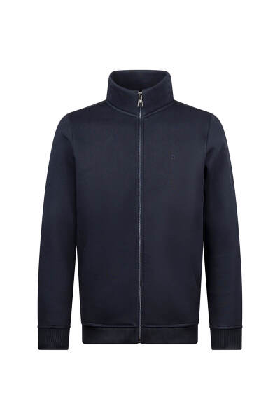 Lacivert Regular Fit Pamuklu Tam Fermuarlı Sweatshirt 