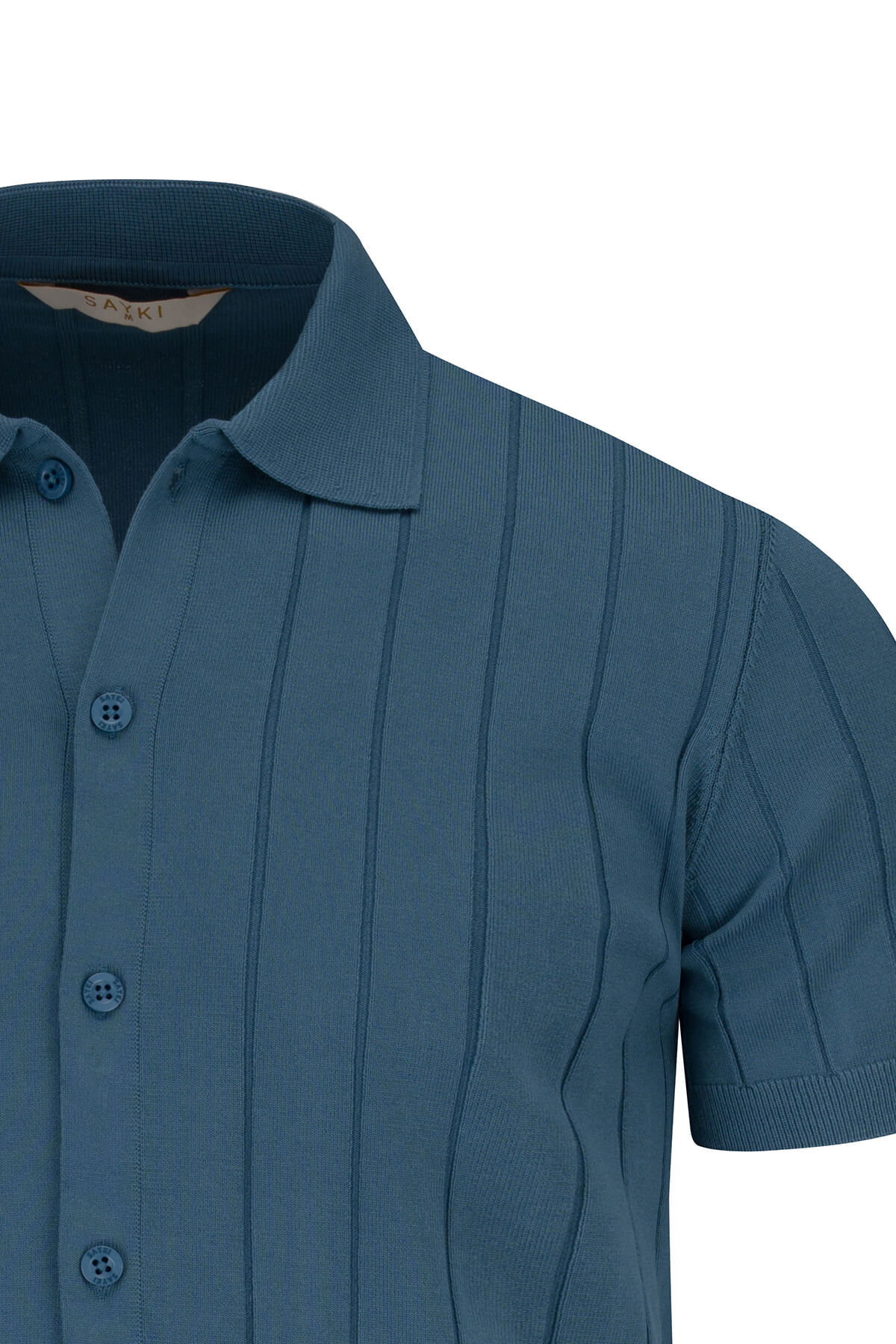 Lacivert Regular Fit Polo Yaka Düğmeli Tişört - 3