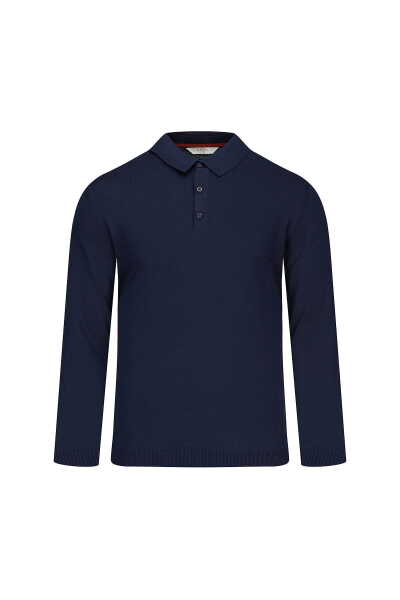 Lacivert Regular Fit Polo Yaka Rayon Kazak - 1