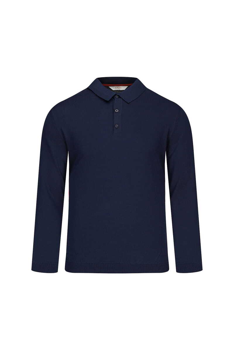 Lacivert Regular Fit Polo Yaka Rayon Kazak - Saykı