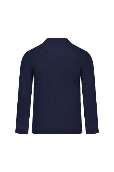 Lacivert Regular Fit Polo Yaka Rayon Kazak - 3