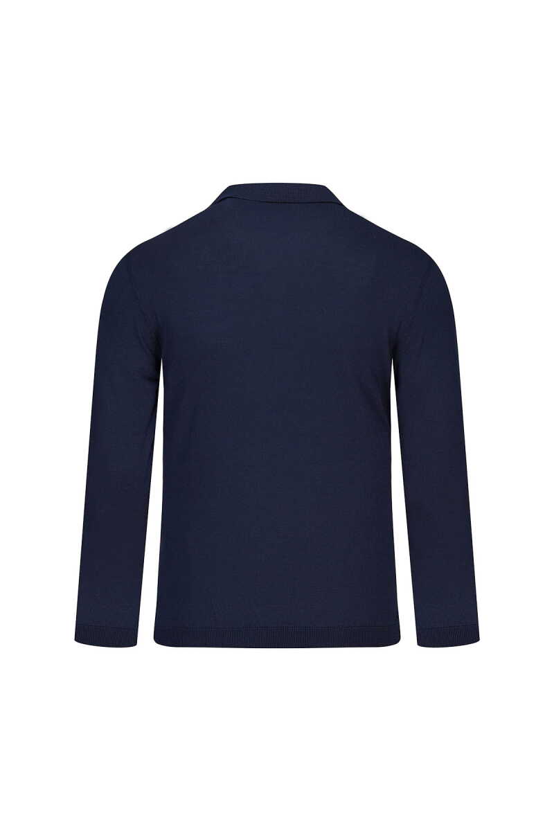 Lacivert Regular Fit Polo Yaka Rayon Kazak - Saykı (1)