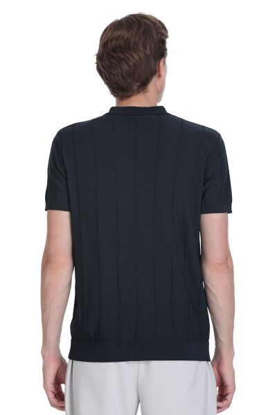 Lacivert Regular Fit Polo Yaka Rayon Tişört - 5