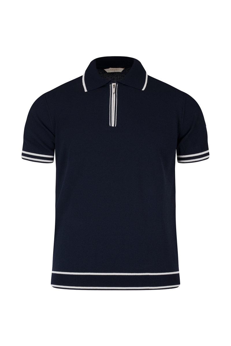 Lacivert Regular Fit Polo Yaka Rayon Tişört