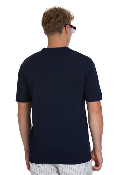 Lacivert Regular Fit Polo Yaka Rayon Tişört - 5