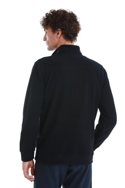 Lacivert Regular Fit Tüylenme Yapmayan Soğuk Geçirmez Tam Fermuarlı Polar Sweatshirt - 7