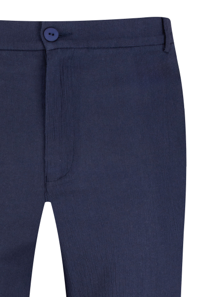 Lacivert Regular Fit Yandan Cepli 100% Pamuk Jogger Pantolon - 3