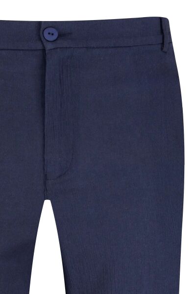 Lacivert Regular Fit Yandan Cepli 100% Pamuk Jogger Pantolon - 3