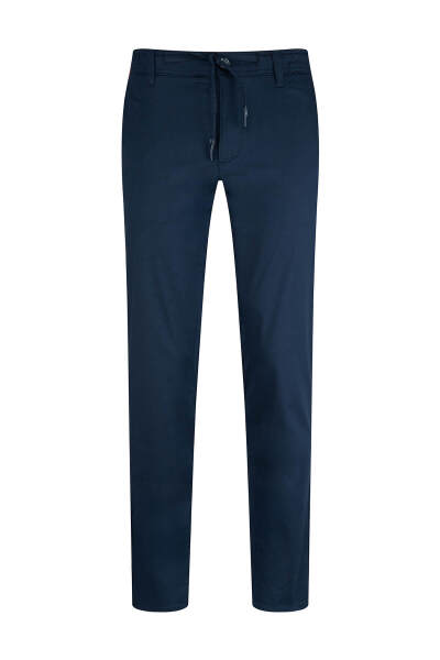 Lacivert Regular Fit Yandan Cepli Pamuklu Jogger Pantolon - 1
