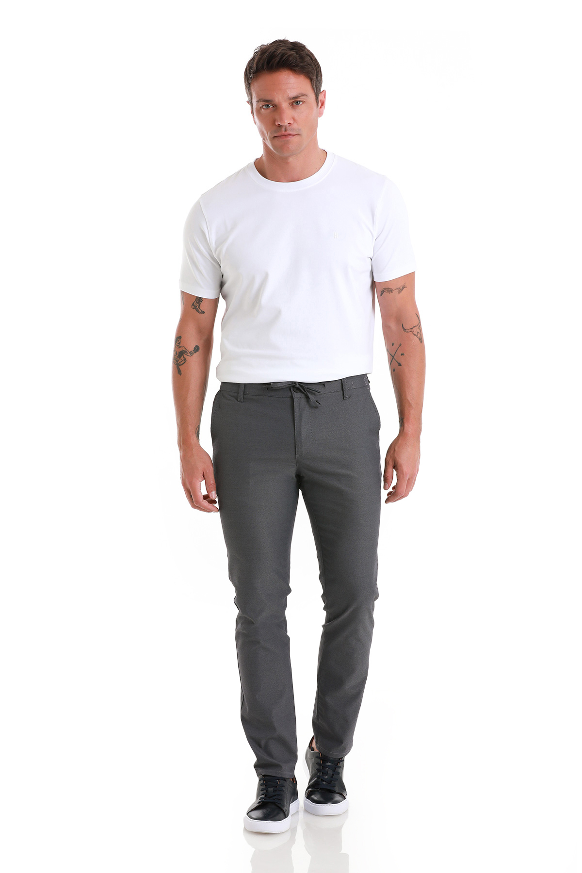 Lacivert Regular Fit Yandan Cepli Pamuklu Pantolon - 1