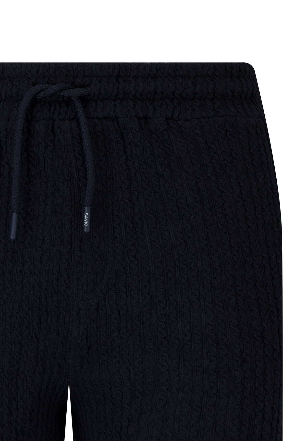 Lacivert Regular Fit Yandan Cepli Şort - 5
