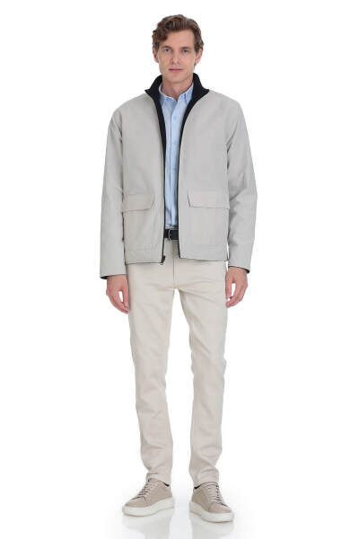 Lacivert Regular Fit Yarım Balıkçı Yaka Çift Taraflı Mevsimlik Mont - 6