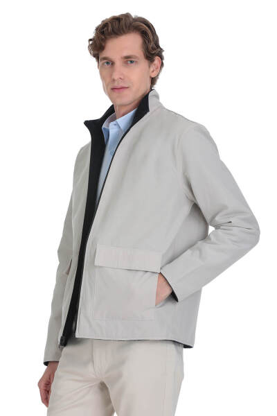 Lacivert Regular Fit Yarım Balıkçı Yaka Çift Taraflı Mevsimlik Mont - 7