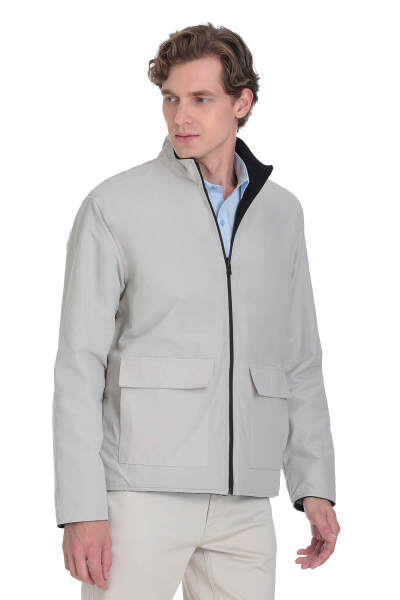 Lacivert Regular Fit Yarım Balıkçı Yaka Çift Taraflı Mevsimlik Mont - 8