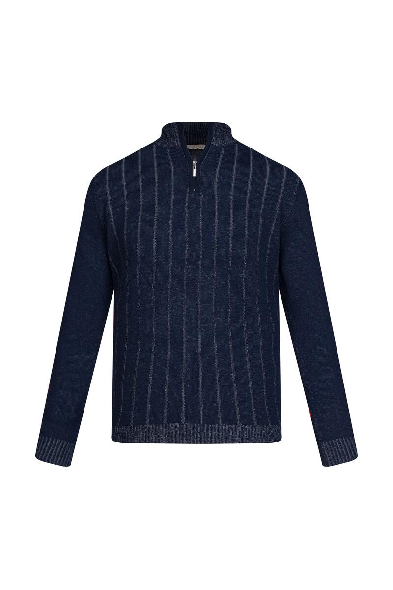 Lacivert Regular Fit Yarım Balıkçı Yaka Fermuarlı Kazak - Saykı