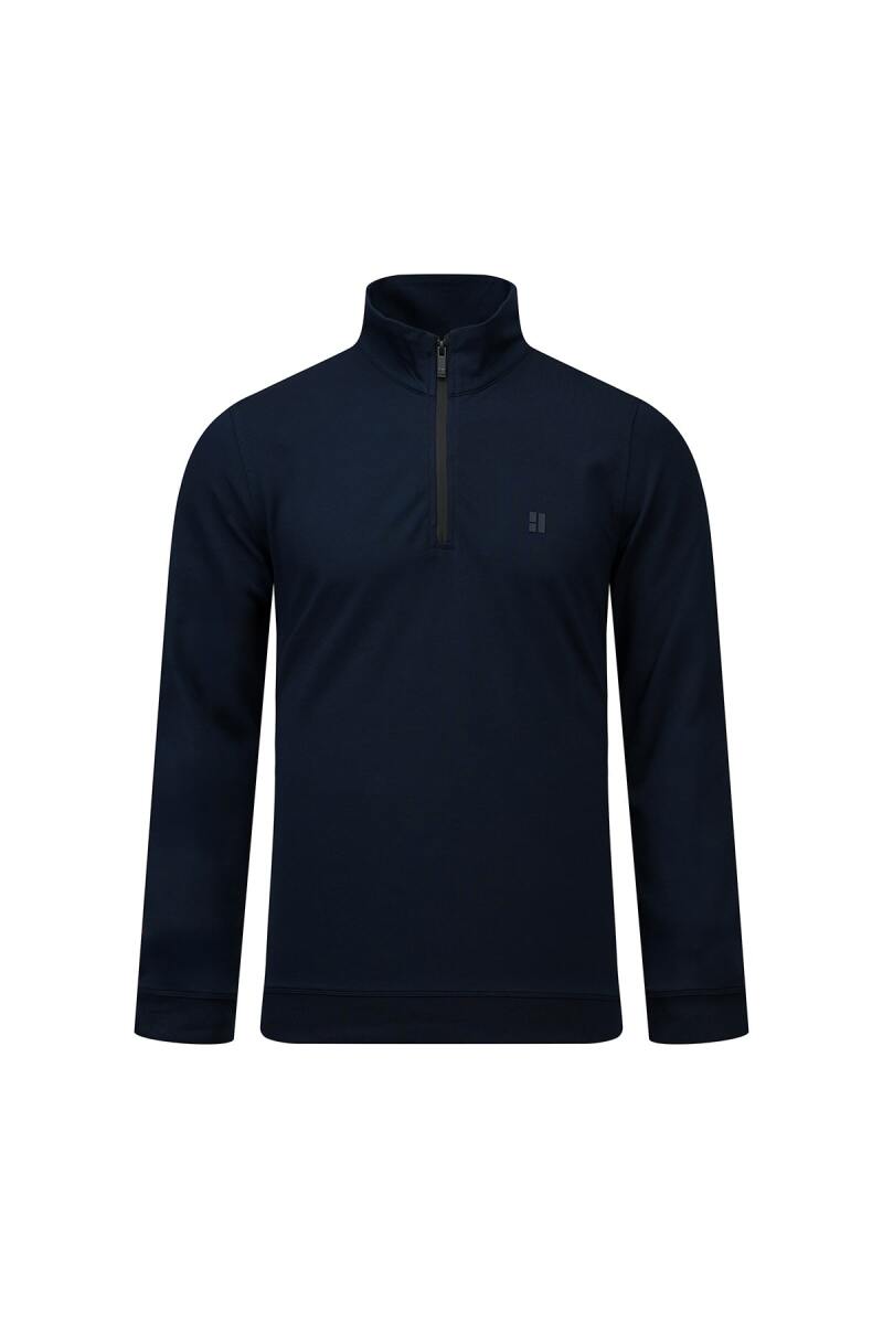 Lacivert Regular Fit Yarım Balıkçı Yaka Fermuarlı Sweatshirt - HTML