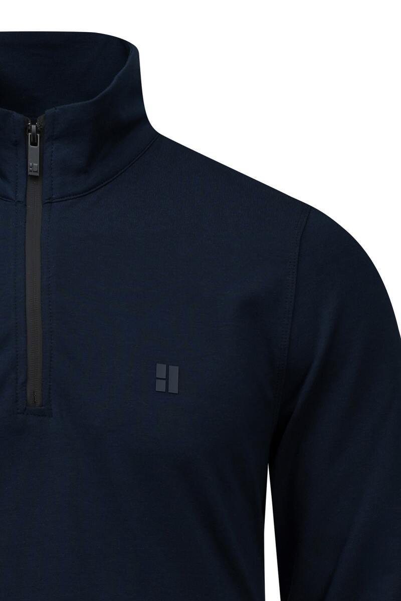Lacivert Regular Fit Yarım Balıkçı Yaka Fermuarlı Sweatshirt - HTML (1)