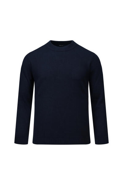 Lacivert Regular Fit Yarım Balıkçı Yaka Pamuklu Kazak 