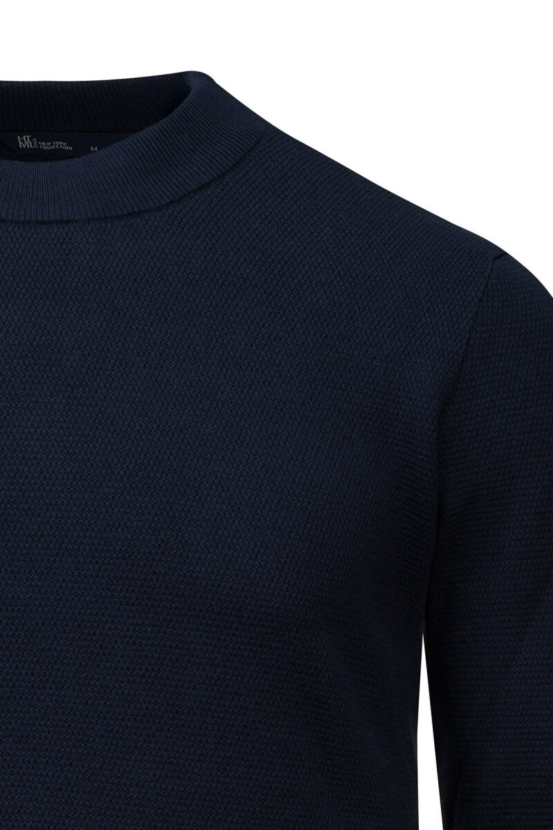 Lacivert Regular Fit Yarım Balıkçı Yaka Pamuklu Kazak - HTML (1)