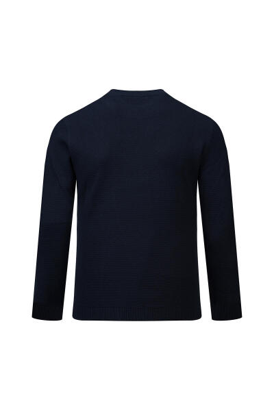 Lacivert Regular Fit Yarım Balıkçı Yaka Pamuklu Kazak - 3