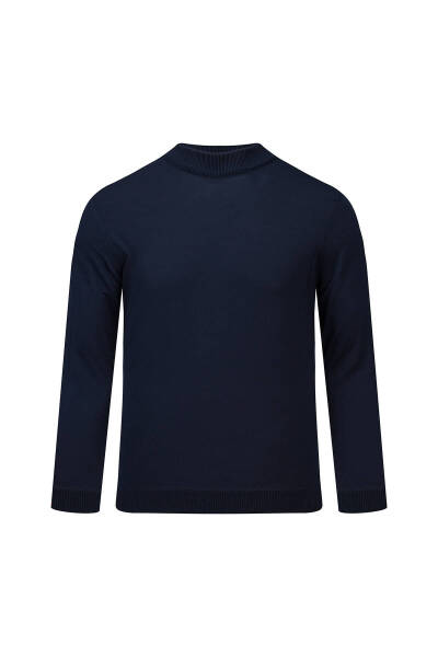 Lacivert Regular Fit Yarım Balıkçı Yaka Rayon Kazak 