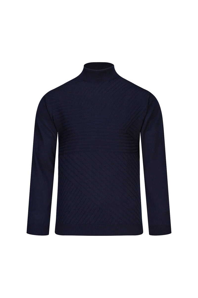 Lacivert Regular Fit Yarım Balıkçı Yaka Yünlü Kazak - Hatemoğlu