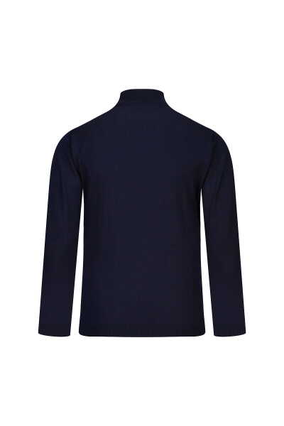 Lacivert Regular Fit Yarım Balıkçı Yaka Yünlü Kazak - 3