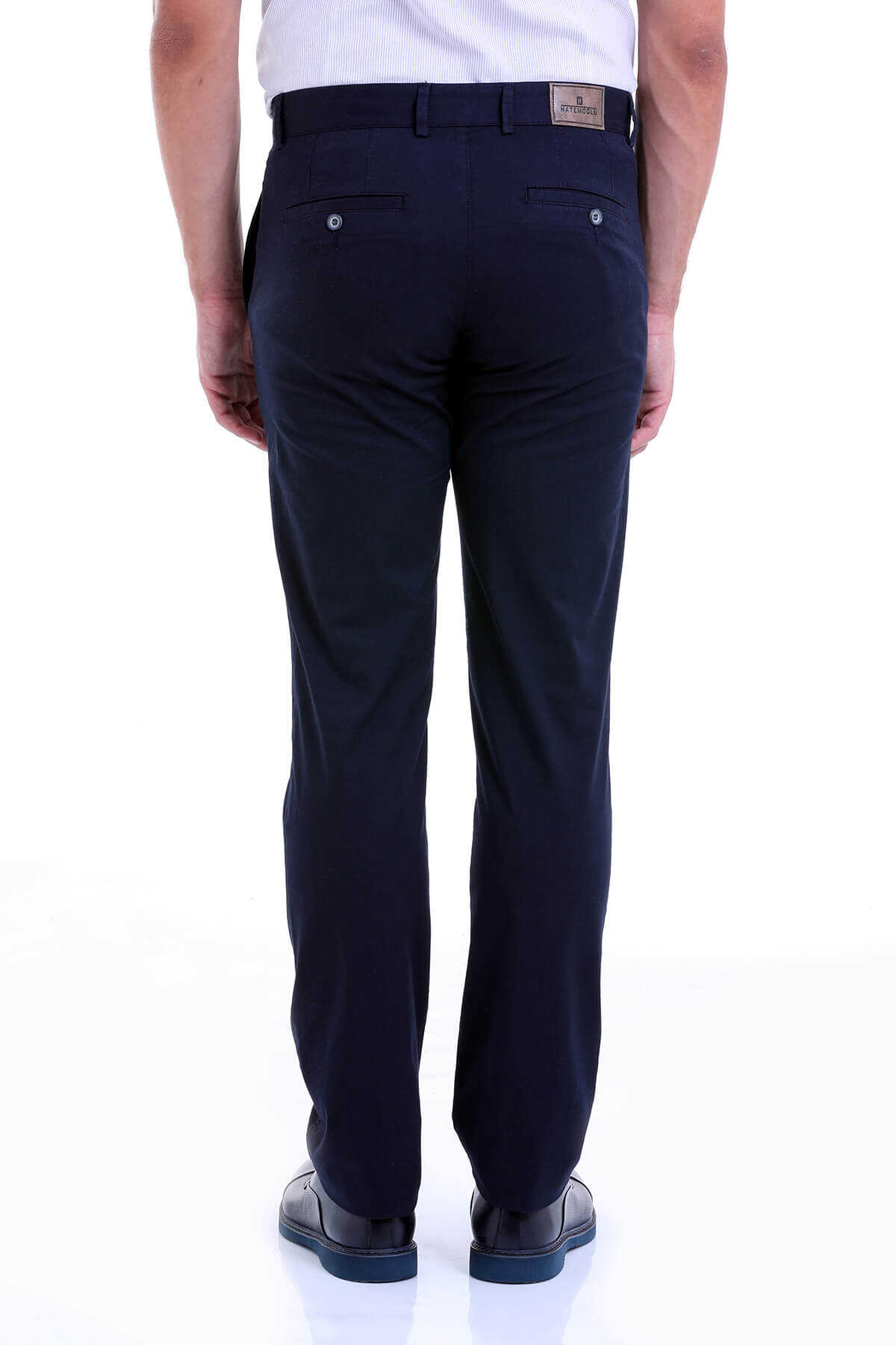 Lacivert Regular Fit Düz Pamuklu Yandan Cep Kanvas Pantolon - 5