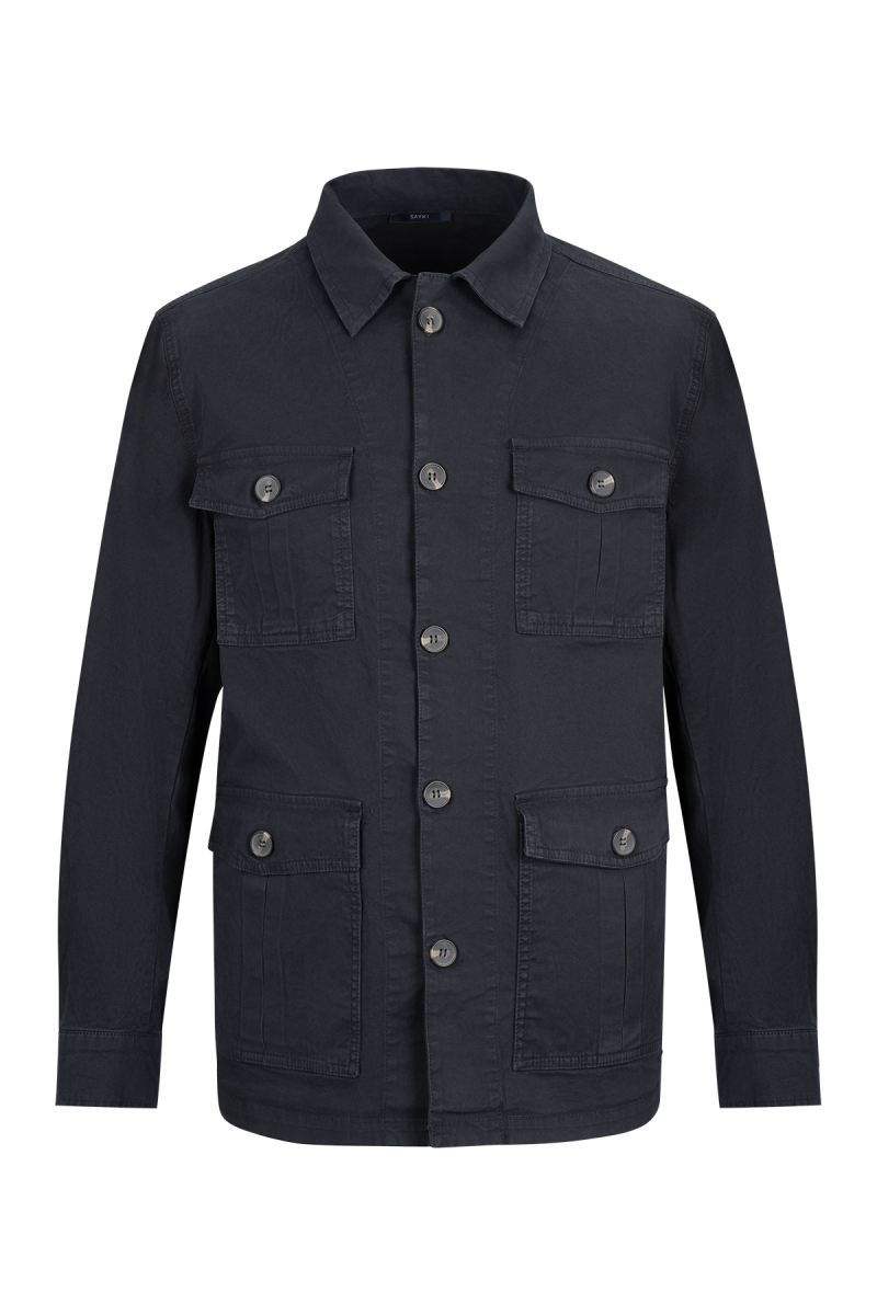Lacivert Slim Fit Bebe Yaka Mevsimlik Mont