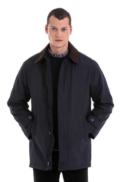 Lacivert Slim Fit Bebe Yaka Basic Kaban 