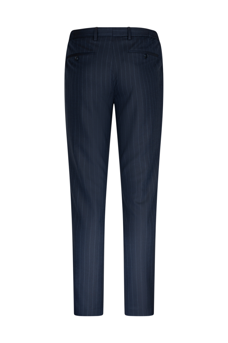 Lacivert Slim Fit Çizgili Mono Yaka Klasik Takım Elbise - Hatemoğlu (1)